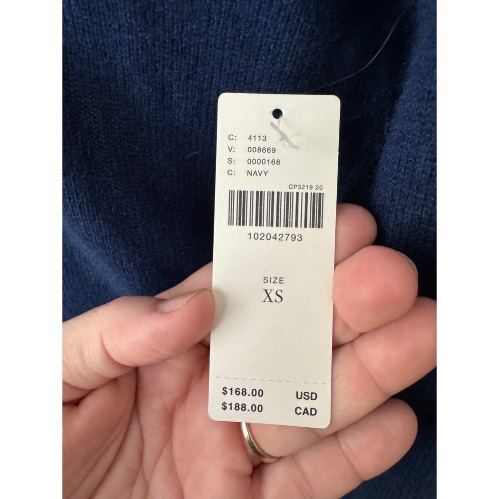 NWT Pilcro Jensen 100% Cashmere Crop Polo Sweater Anthropologie Size XS Navy - Picture 5 of 10
